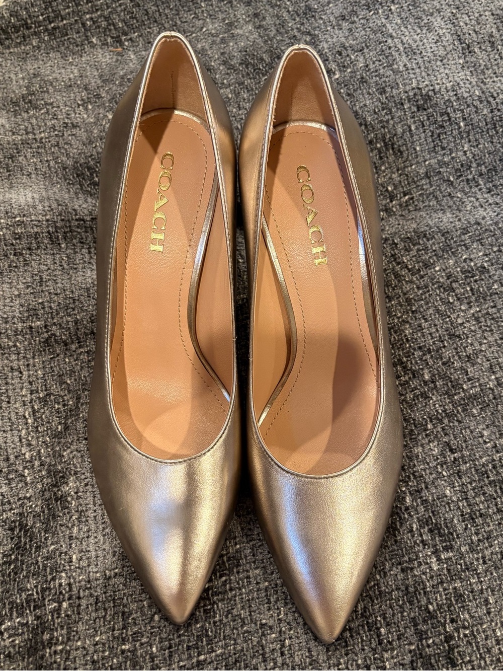 Coach Metallic Gold Pointed Toe Pumps